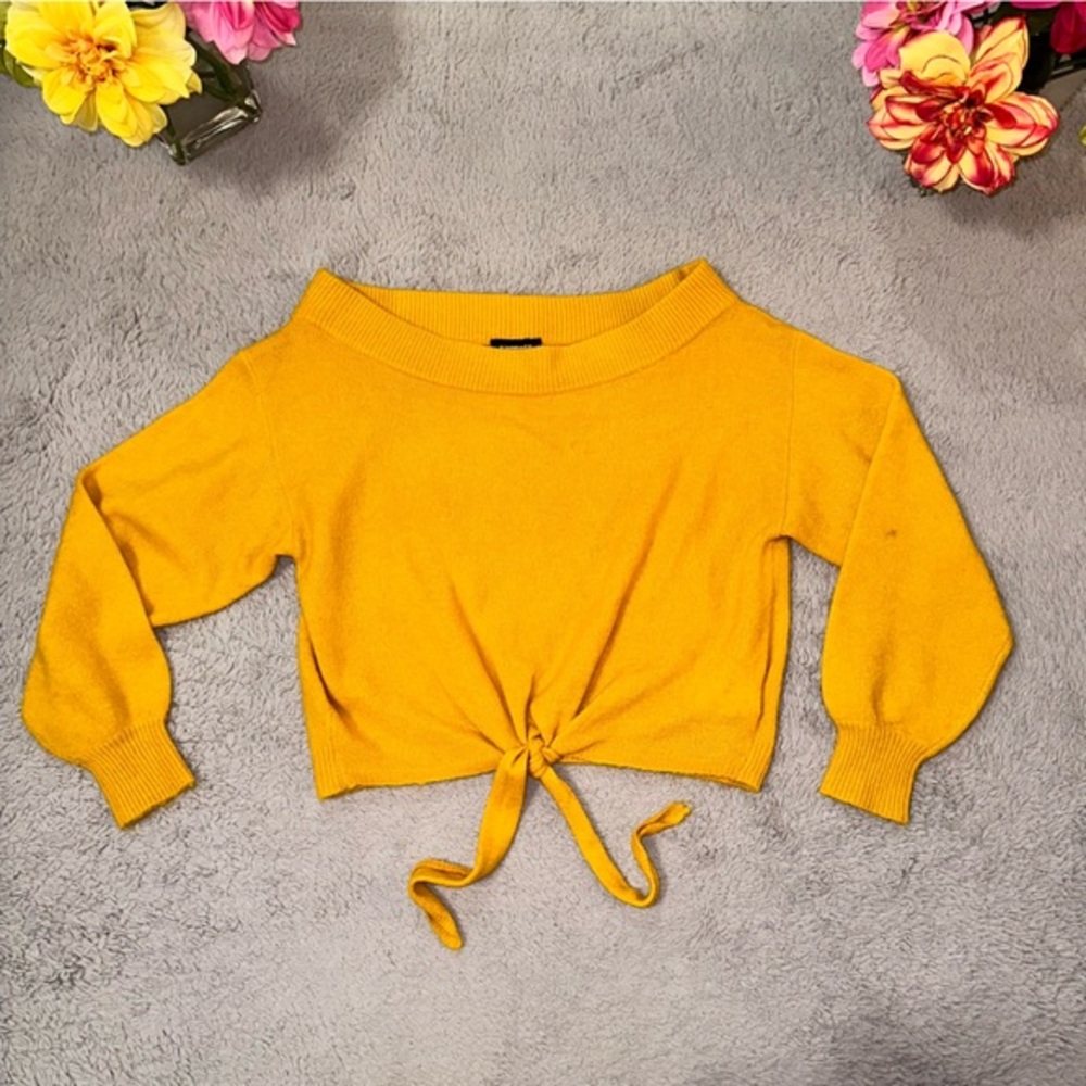 Express off shoulder twist front sweater